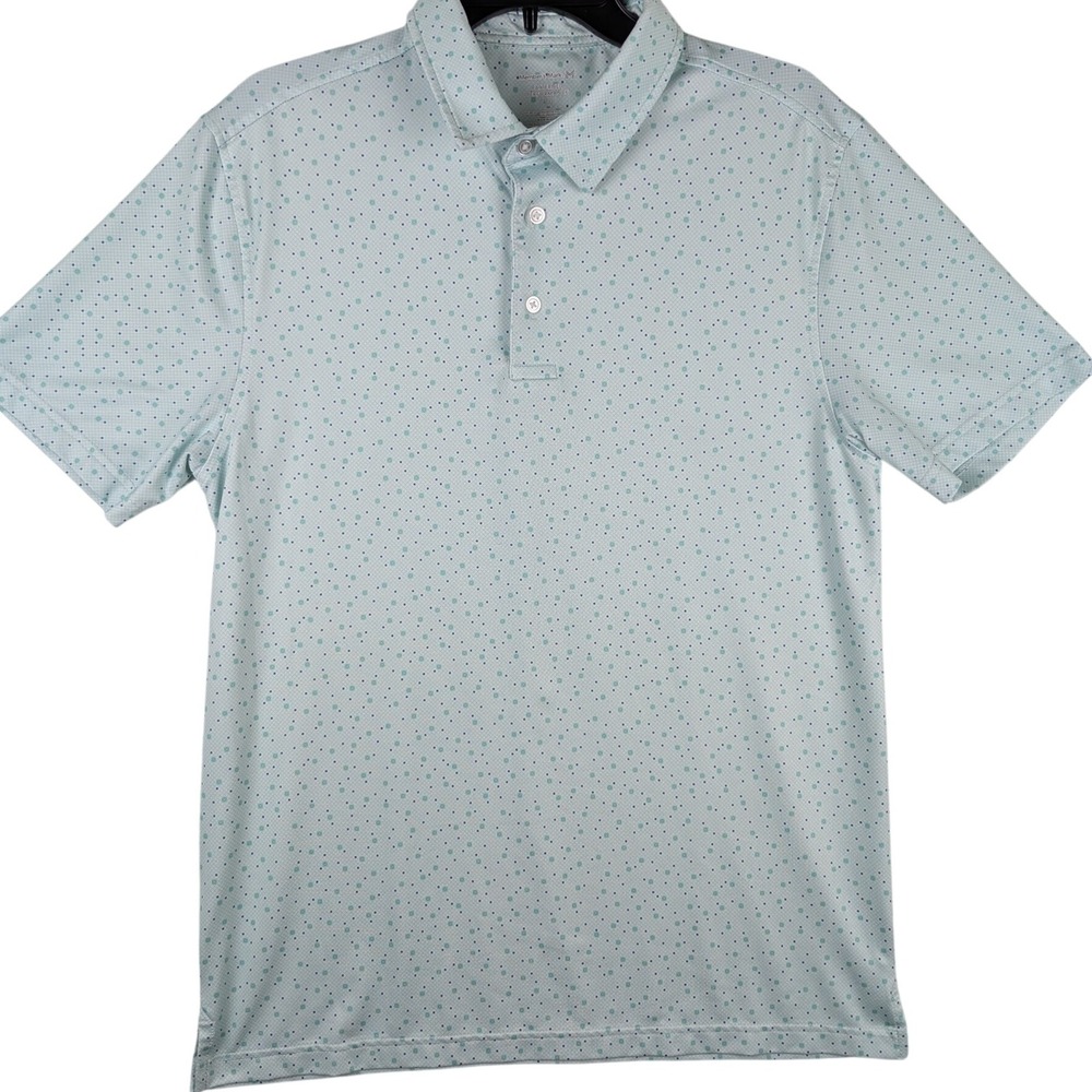 Members Mark Men Patterned Performance Polo Shirt Green Blue Size M Short Sleeve